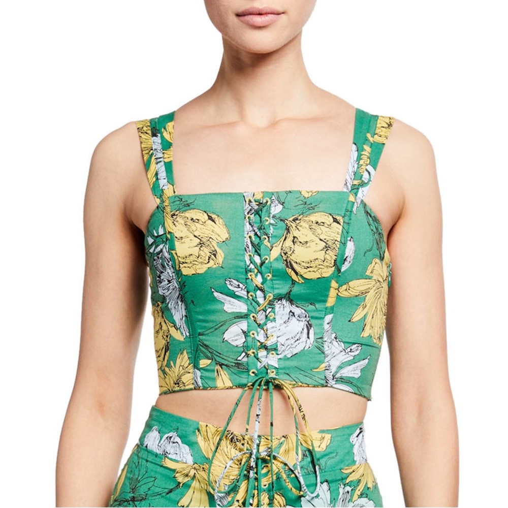 Alexis Green Floral Crop Top